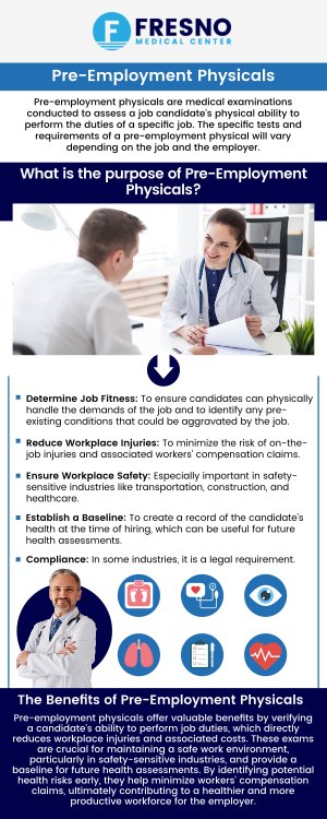 Getting a pre-employment physical is an essential part of the hiring process, providing reassurance to both employers and employees that the individual is medically fit for the job. These comprehensive exams help ensure that employees are ready to perform their duties safely and efficiently from day one. At Fresno Medical Center, Dr. Gurmej Dhillon, MD, provides thorough pre-employment physical exams tailored to meet the specific requirements of various industries. Contact us now for more information or schedule an appointment online. We are conveniently located at 6069 N First St # 103, Fresno, CA 93710. Getting a pre-employment physical is an essential part of the hiring process, providing reassurance to both employers and employees that the individual is medically fit for the job. These comprehensive exams help ensure that employees are ready to perform their duties safely and efficiently from day one. At Fresno Medical Center, Dr. Gurmej Dhillon, MD, provides thorough pre-employment physical exams tailored to meet the specific requirements of various industries. Contact us now for more information or schedule an appointment online. We are conveniently located at 6069 N First St # 103, Fresno, CA 93710.