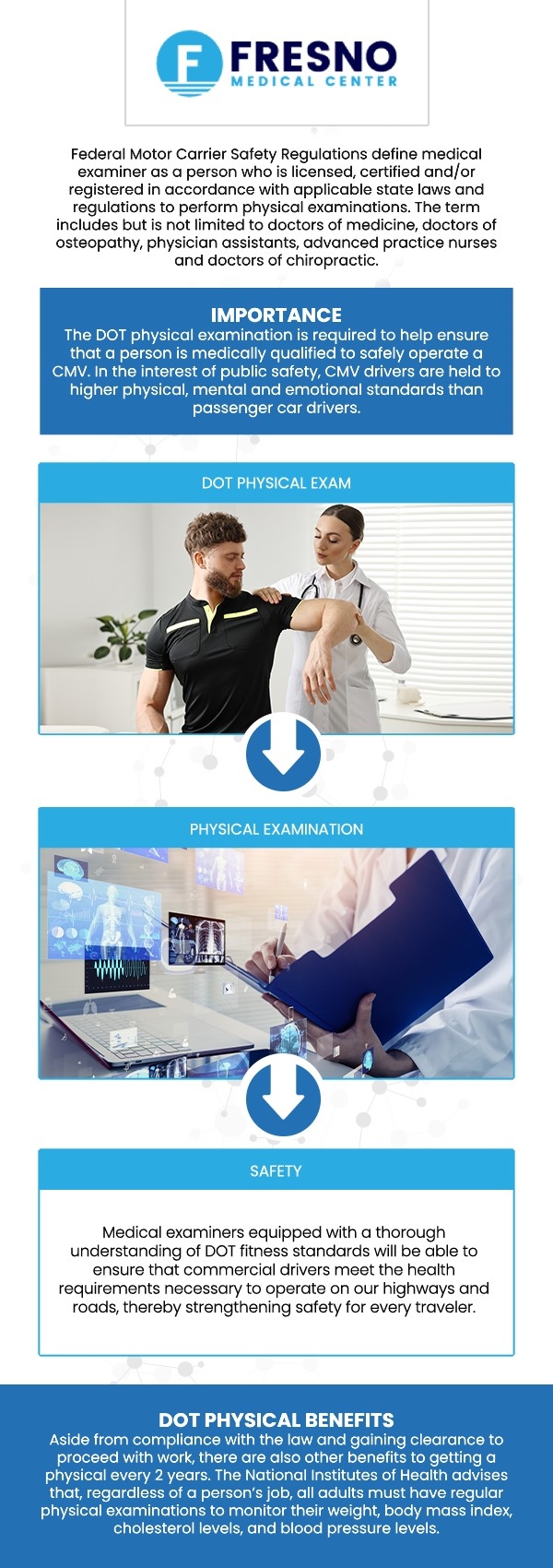 The ideal blood pressure for passing a DOT physical typically falls below 140/90 mm Hg, which is considered normal for most adults. However, if your blood pressure exceeds this threshold, it may affect your eligibility for a Department of Transportation (DOT) certification. At Fresno Medical Center, Dr Gurmej Dhillon, MD, provides thorough evaluations and guidance on managing blood pressure to help you meet the DOT physical requirements. If you have high blood pressure, our team can discuss treatment options and lifestyle changes to help you maintain a healthy reading. Contact us now or schedule an appointment online! We are conveniently located at 6069 N First St # 103, Fresno, CA 93710. The ideal blood pressure for passing a DOT physical typically falls below 140/90 mm Hg, which is considered normal for most adults. However, if your blood pressure exceeds this threshold, it may affect your eligibility for a Department of Transportation (DOT) certification. At Fresno Medical Center, Dr Gurmej Dhillon, MD, provides thorough evaluations and guidance on managing blood pressure to help you meet the DOT physical requirements. If you have high blood pressure, our team can discuss treatment options and lifestyle changes to help you maintain a healthy reading. Contact us now or schedule an appointment online! We are conveniently located at 6069 N First St # 103, Fresno, CA 93710.